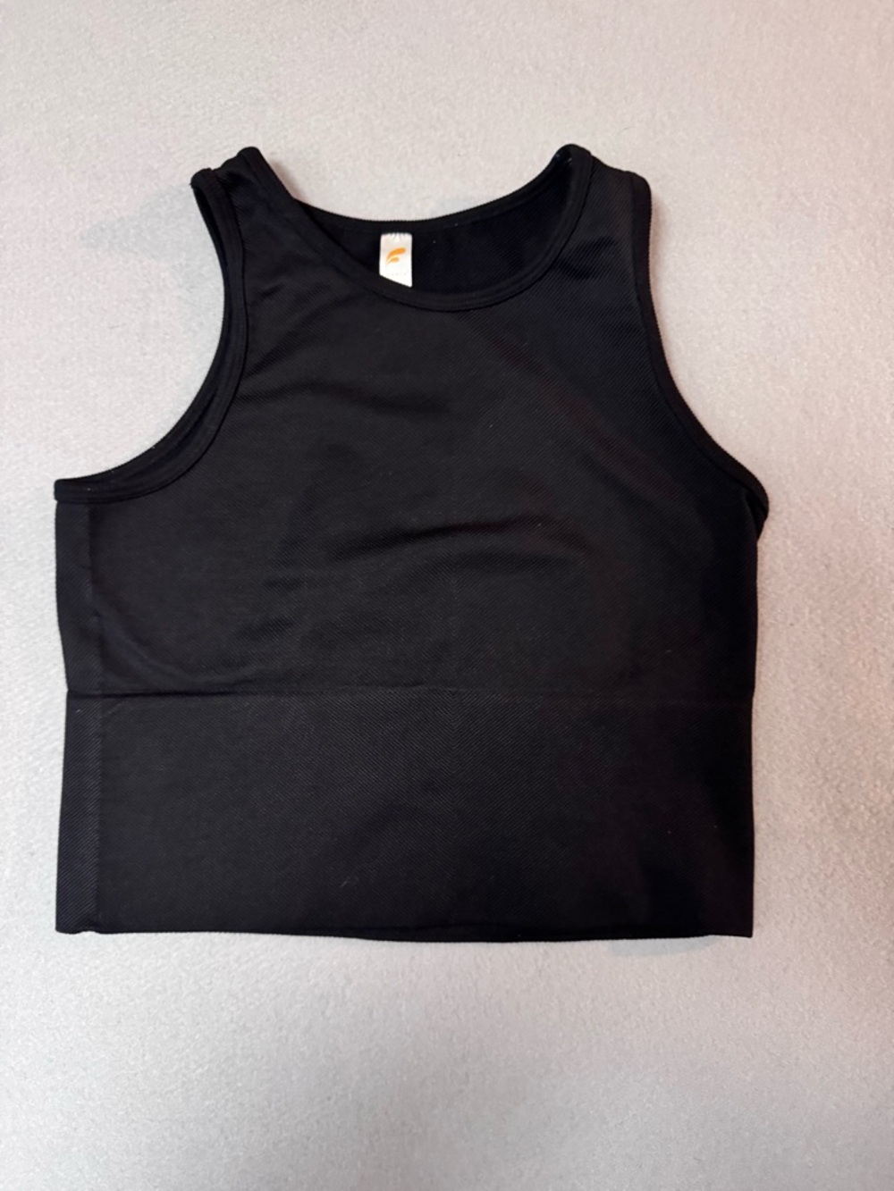 Fornia Black Ribbed Crop Tank Top